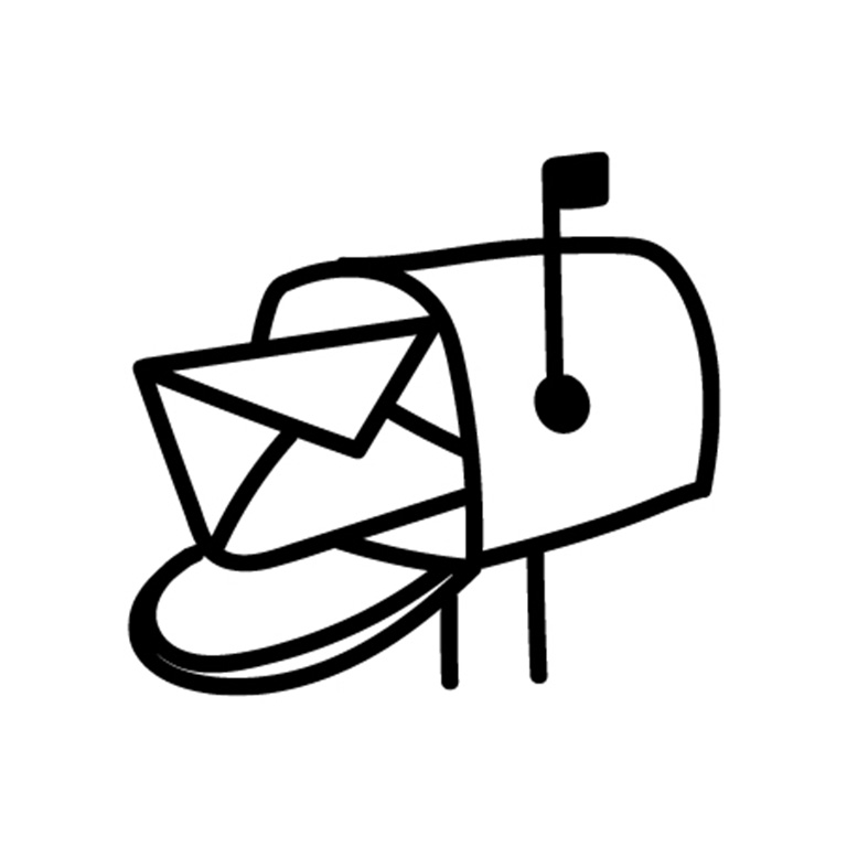 Drawing of an envelope in an open mailbox